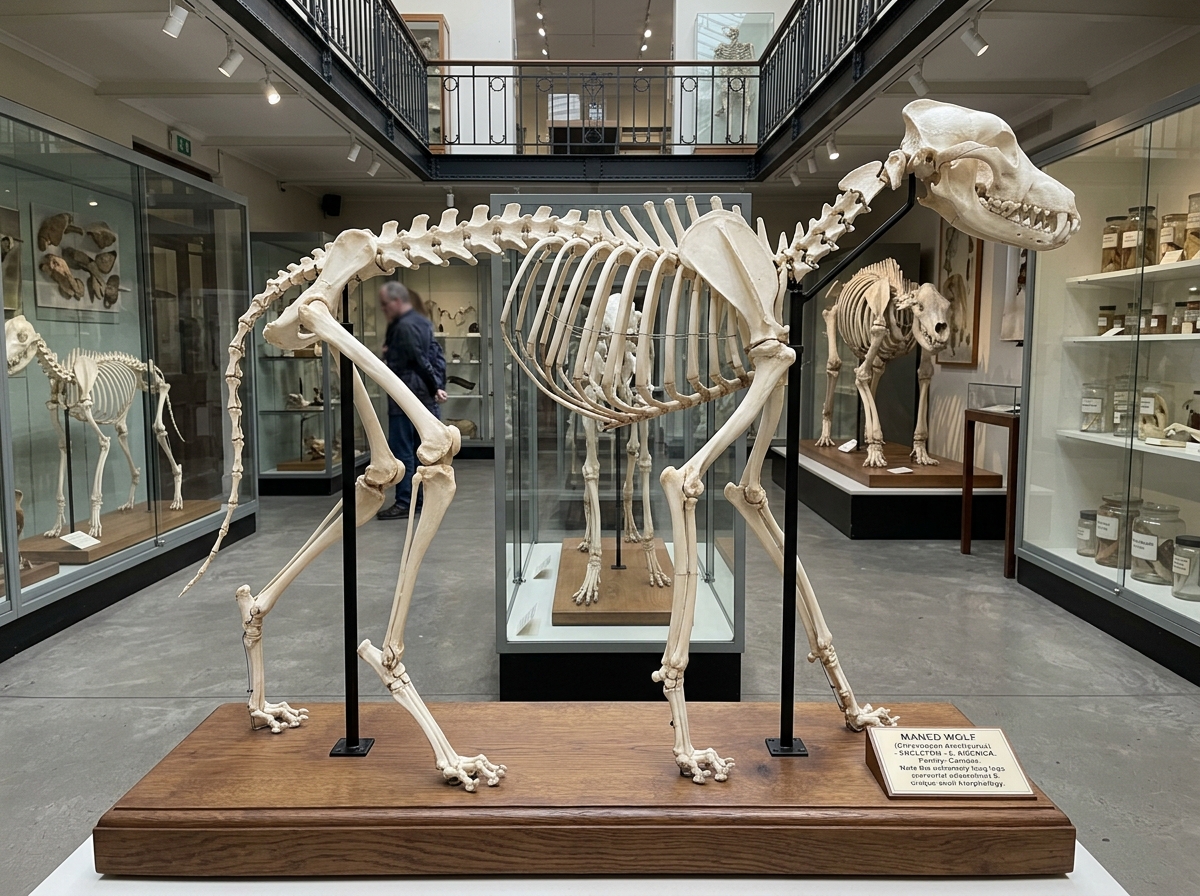 🐺 Trabalho de osteotécnica e montagem do esqueleto articulado de Lobo-Guará (Chrysocyon brachyurus) concluído pelos monitores no Bloco G.
